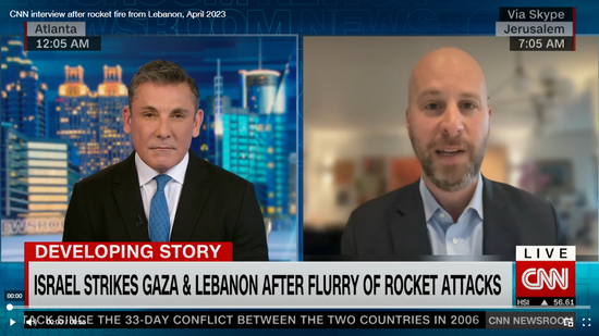 CNN interview after rocket fire from Lebanon, April 2023